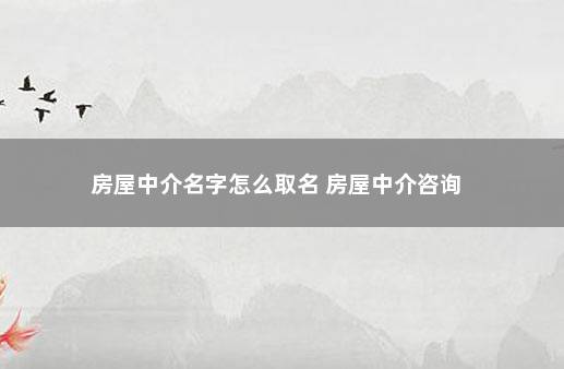 房屋中介名字怎么取名 房屋中介咨询