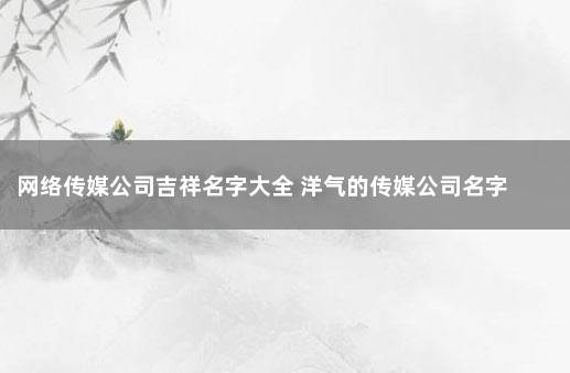 网络传媒公司吉祥名字大全 洋气的传媒公司名字