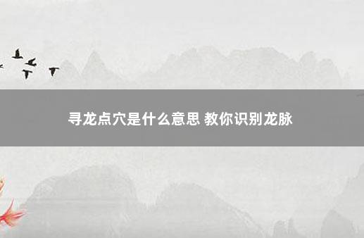 寻龙点穴是什么意思 教你识别龙脉