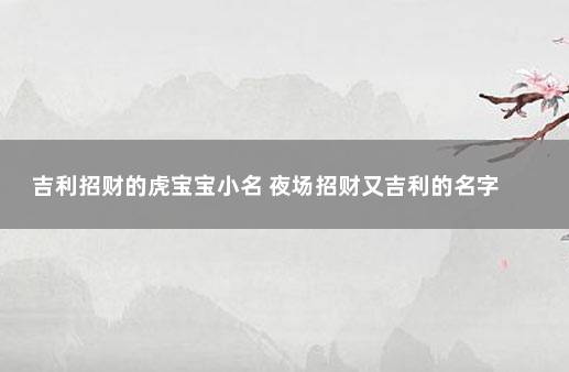 吉利招财的虎宝宝小名 夜场招财又吉利的名字