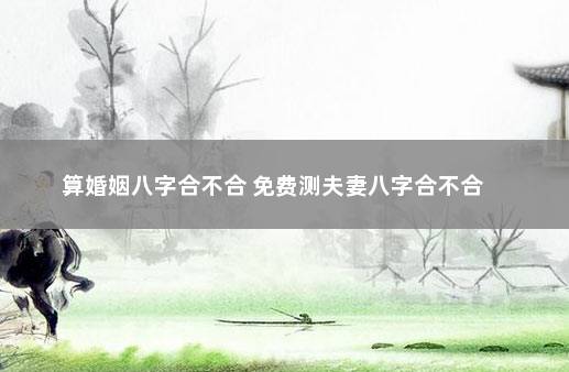 算婚姻八字合不合 免费测夫妻八字合不合