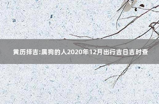 黄历择吉:属狗的人2020年12月出行吉日吉时查询一览 2021年属狗人提车吉日几点