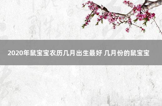 2020年鼠宝宝农历几月出生最好 几月份的鼠宝宝最好