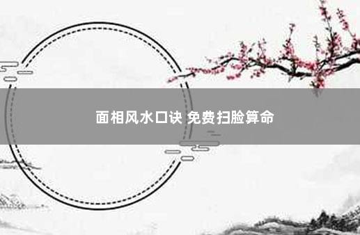 面相风水口诀 免费扫脸算命