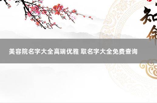 美容院名字大全高端优雅 取名字大全免费查询