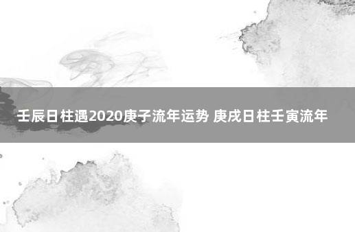 壬辰日柱遇2020庚子流年运势 庚戌日柱壬寅流年