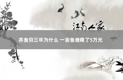 养鱼穷三年为什么 一亩鱼塘赚了5万元