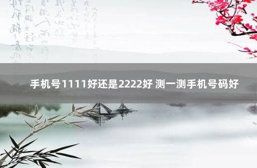 手机号1111好还是2222好 测一测手机号码好不好