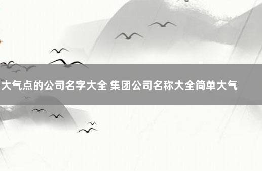 大气点的公司名字大全 集团公司名称大全简单大气