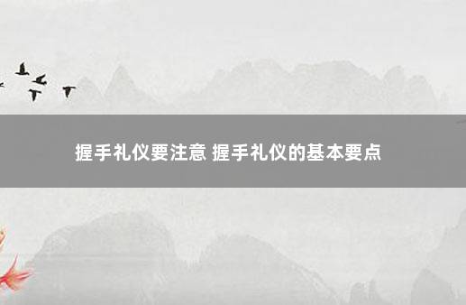 握手礼仪要注意 握手礼仪的基本要点