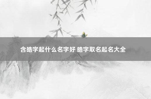 含皓字起什么名字好 皓字取名起名大全