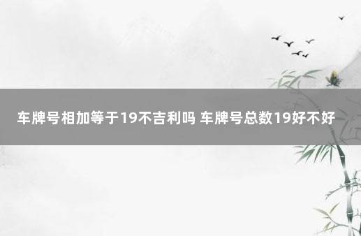 车牌号相加等于19不吉利吗 车牌号总数19好不好