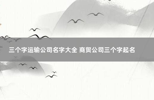 三個字運輸公司名字大全 商貿公司三個字起名